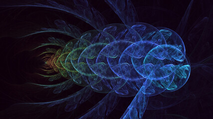3D rendering abstract blue fractal light background
