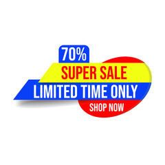 super sale, up to 70% off, limited time offer, special discount, shop now, elements icon, label  designs