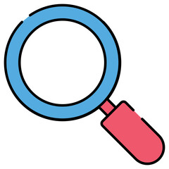 Research tool icon in flat design, magnifying glass vector