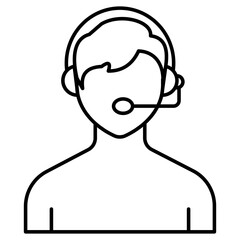 Obraz na płótnie Canvas Avatar wearing headphones, linear icon of csr