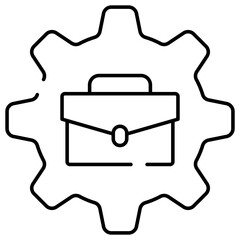 Portfolio inside gear, icon of job management