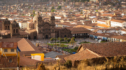 Aerial view at Cusco Main Square. 