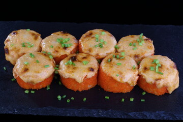Roll baked Philadelphia. Rolls and sushi