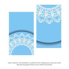 Business card in light blue with vintage white pattern for your business.