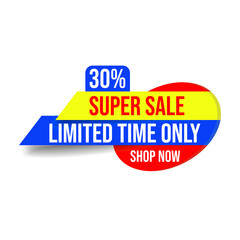 super sale, up to 30% off, limited time offer, special discount, shop now, elements icon, label  designs