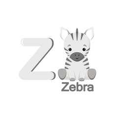 Obraz na płótnie Canvas Cute zebra on a white background. English alphabet for children. 