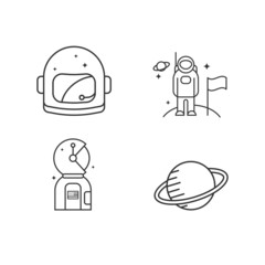 Space research technology icons set.