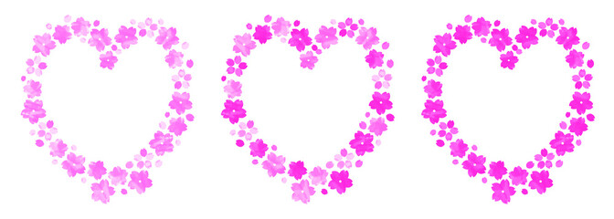 ハート型の桜の花のフレームセット
