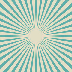 Sunlight retro background. Blue and beige color burst background.