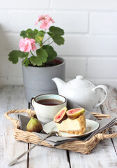 cup of tea and flowers