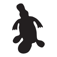 Platypus icon isolated on white background. Platypus black silhouette. Australian wild tropical animal. Duckbill outline simple shape  top view. Anatinus sign or symbol. Stock vector illustration