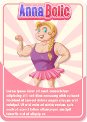 Character game card template with word Anna Bolic