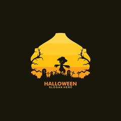 Happy Halloween logo design template illustration vector
