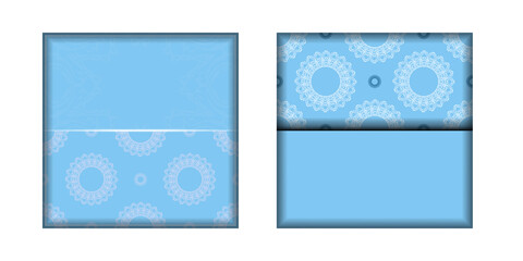 Greeting Brochure in blue with vintage white pattern prepared for typography.