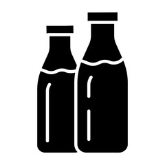 An editable design icon  of milk bottles 