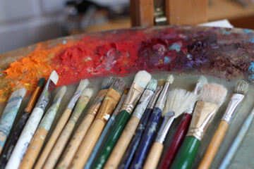 brushes and palette