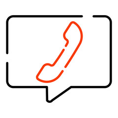Receiver inside chat bubble, icon of phone chat