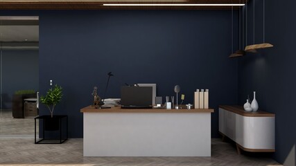 wooden office minimalist room design interior