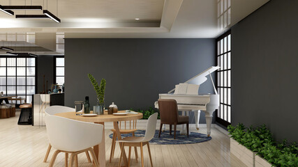 luxury restaurant bar 3d design interior for wall mockup