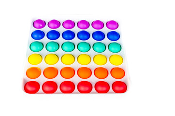Sensory anti stress toy Pop it Fidget Toy Colorful, on white background. Copy space