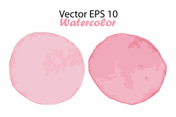 Vector Watercolor Brush Stroke Splash Circle in Pink Girly Color. Handmade design element. Hand Painted watercolour Dot
