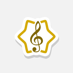 Star with a treble clef sticker isolated on white background