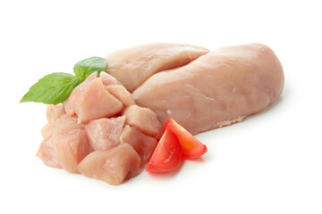 Raw chicken fillet isolated on white background