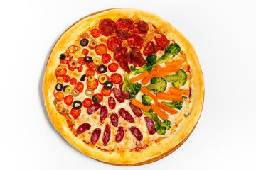 Pizza season 4 on a white background top view