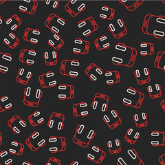 Line Headphones icon isolated seamless pattern on black background. Earphones. Concept for listening to music, service, communication and operator. Vector