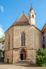 View at the Chapel of Santa Barbara in the streets of Merano in Italy