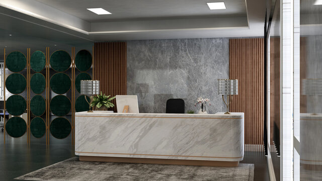 blank office wall in the reception room for company logo mockup
