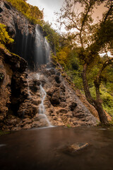 Fototapeta na wymiar Goa Tetes waterfall in autumn, beautiful natural scener