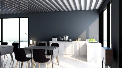 office pantry area 3d render interior design