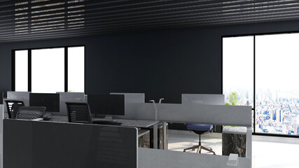 office area with blank wall 3d design interior