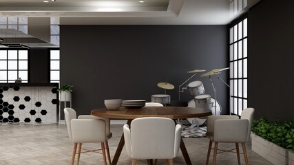 luxury restaurant 3d design interior for wall mockup