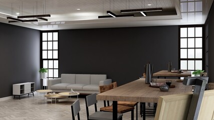 luxury restaurant 3d design interior for wall mockup