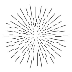 Obraz premium Vintage Sunburst doodle design element. for logos, badges and labels. isolated on white background. Vector illustration