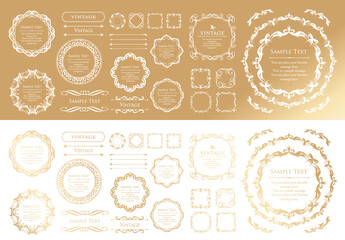 クリスマスをイメージしたフレームデザインのセット。アンティーク。ビンテージ。エレガント	