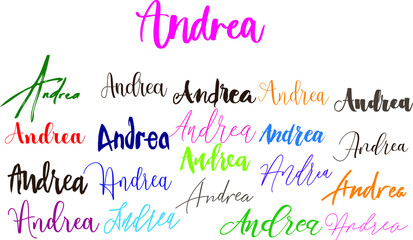 Andrea Girl Name in Multi Fonts Typography Text