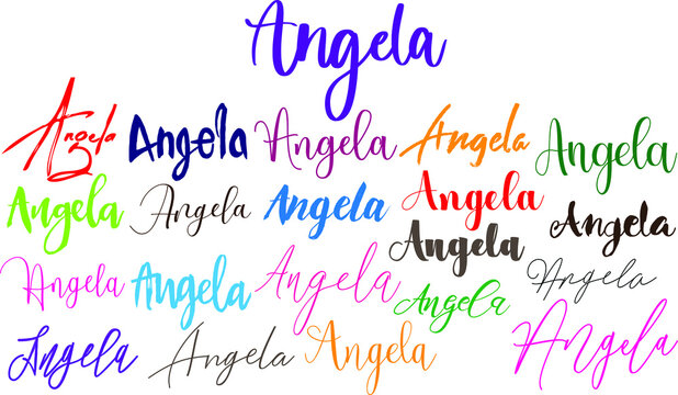 Angela Girl Name in Multi Fonts Typography Text