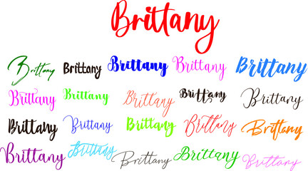 Brittany  Girl Name in Multi Fonts Typography Text