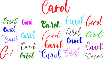 Fototapeta na wymiar Carol Girl Name in Multi Fonts Typography Text