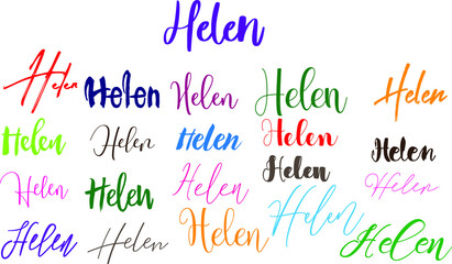 Helen Girl Name in Multi Fonts Typography Text
