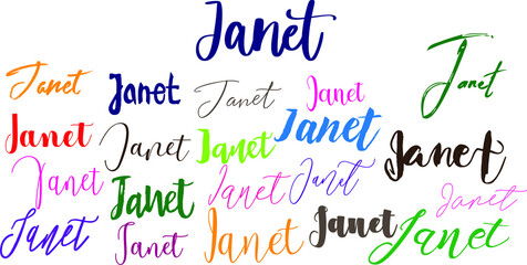 Janet Girl Name in Multi Fonts Typography Text