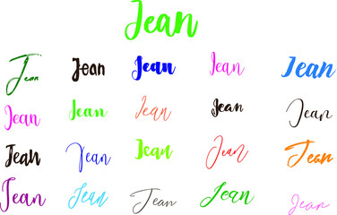 Jean Girl Name in Multi Fonts Typography Text