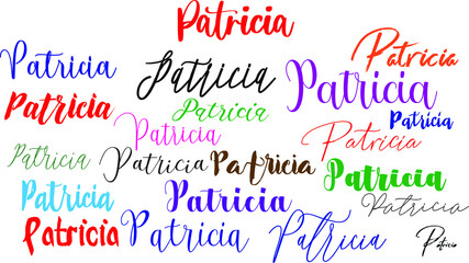 Patricia Baby Girl Name in Multiple Font Styles Typography Text