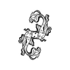 Koi Fish Yin Yang Silhouette