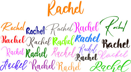 Rachel Baby Girl Name in Multiple Font Styles Typography Text