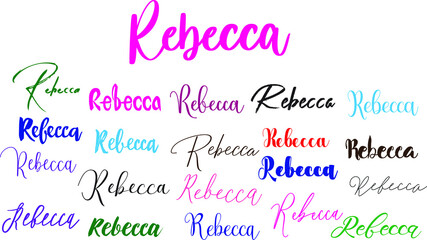 Rebecca Baby Girl Name in Multiple Font Styles Typography Text