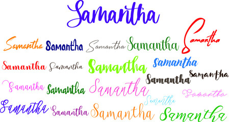 Samantha Baby Girl Name in Multiple Font Styles Typography Text